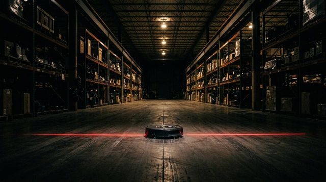 A robot vacuum alone in a vast dark warehouse aisle - the Amazon iRobot deal and the insider trading ring