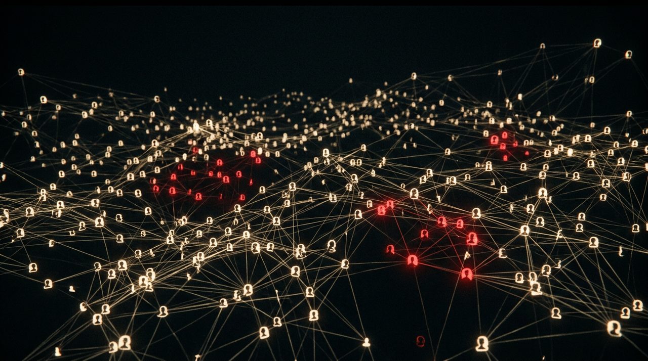 A vast web of glowing profile silhouettes - the Facebook data harvested for Cambridge Analytica