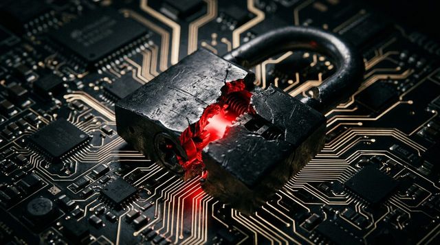 A cracked padlock on a glowing circuit board - hacks and data breaches investigated